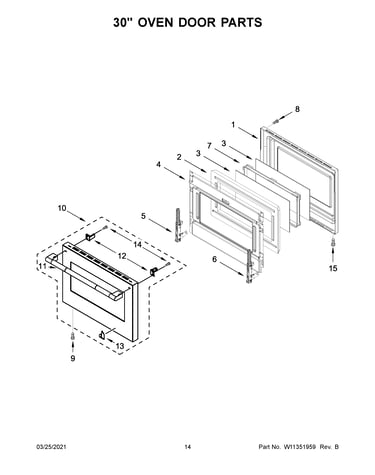 30" oven door parts