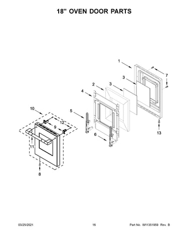 18" oven door parts