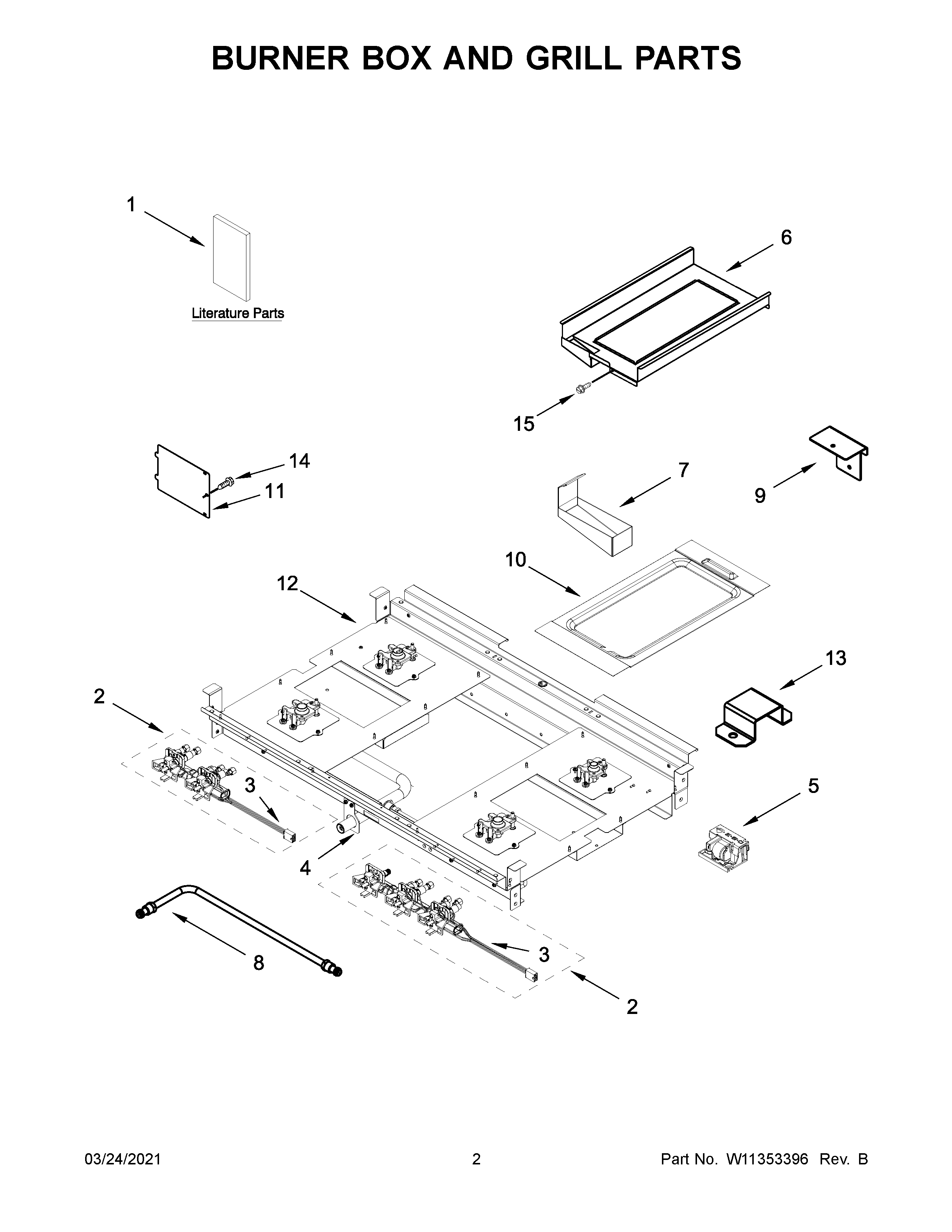 Burner box and grill parts