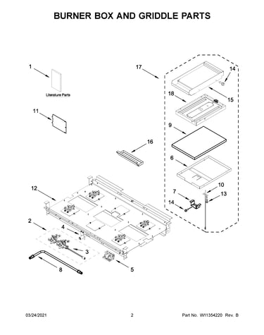 Burner box and griddle parts
