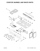 Cooktop, burner, and grate parts