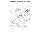 Jenn-Air JGRP748HM00 burner box, griddle, and grill parts diagram