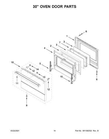 30" oven door parts