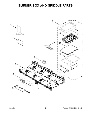 Burner box and griddle parts
