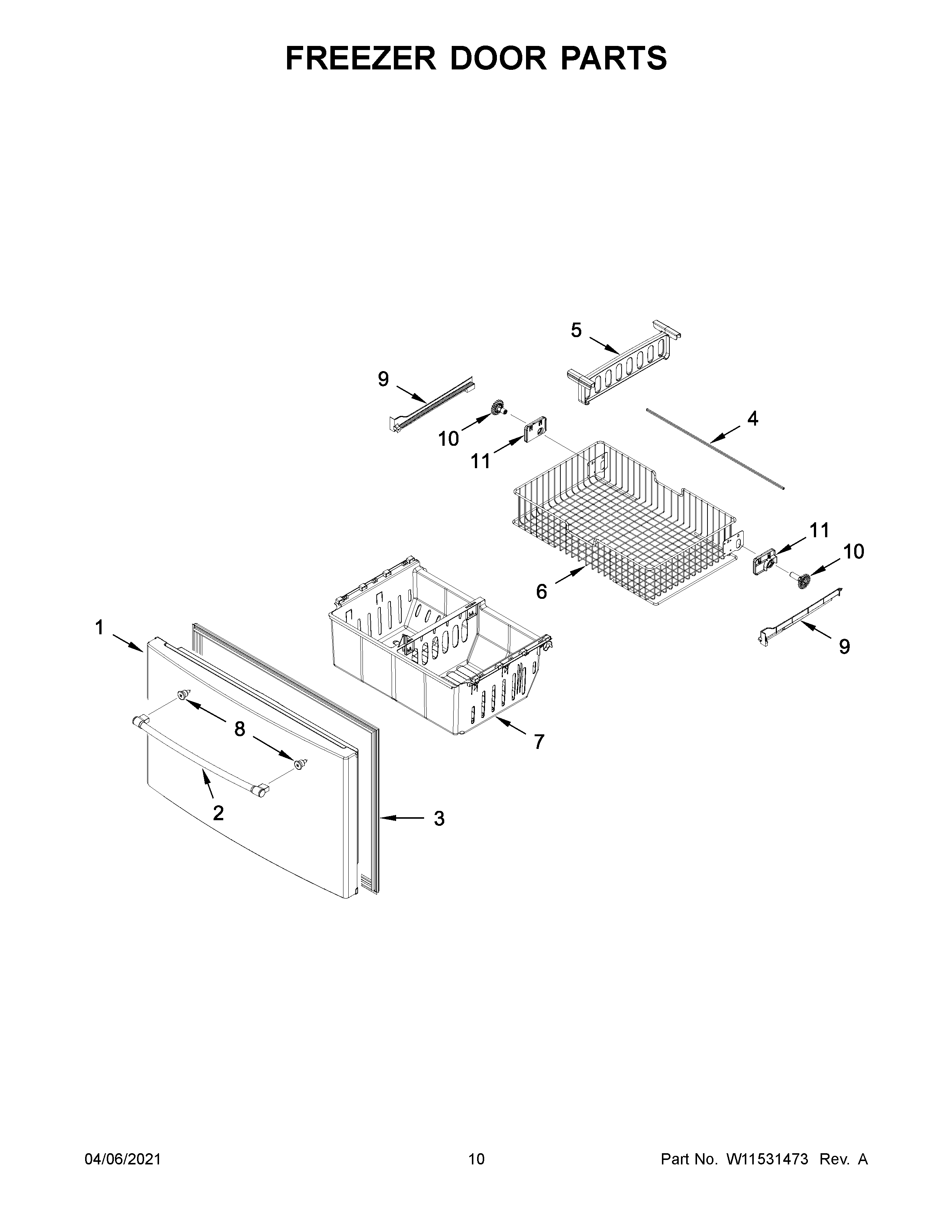 Freezer door parts