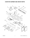 Cooktop, burner and grate parts