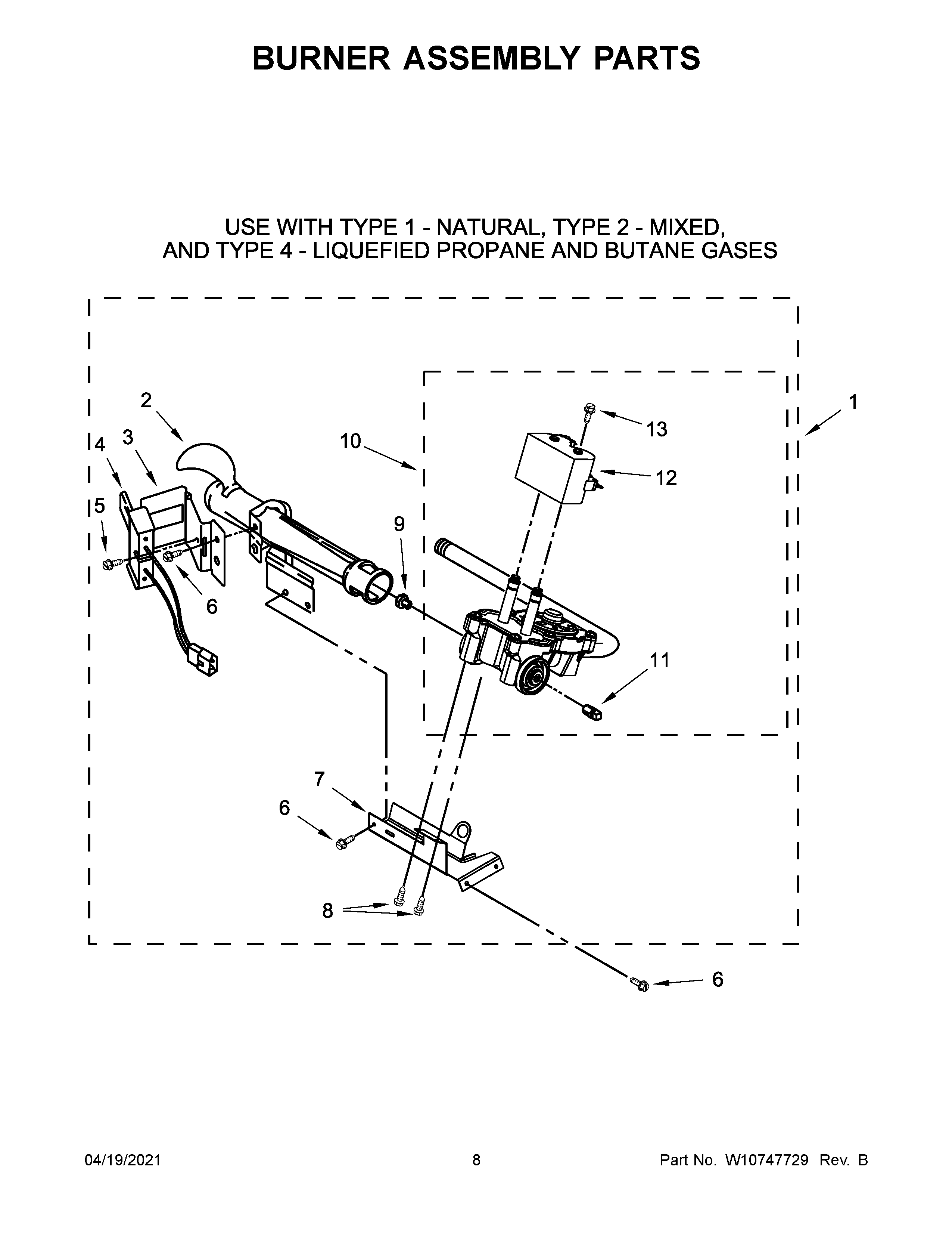 Burner assembly parts