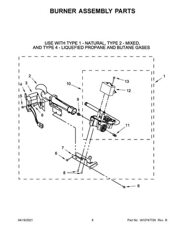 Burner assembly parts