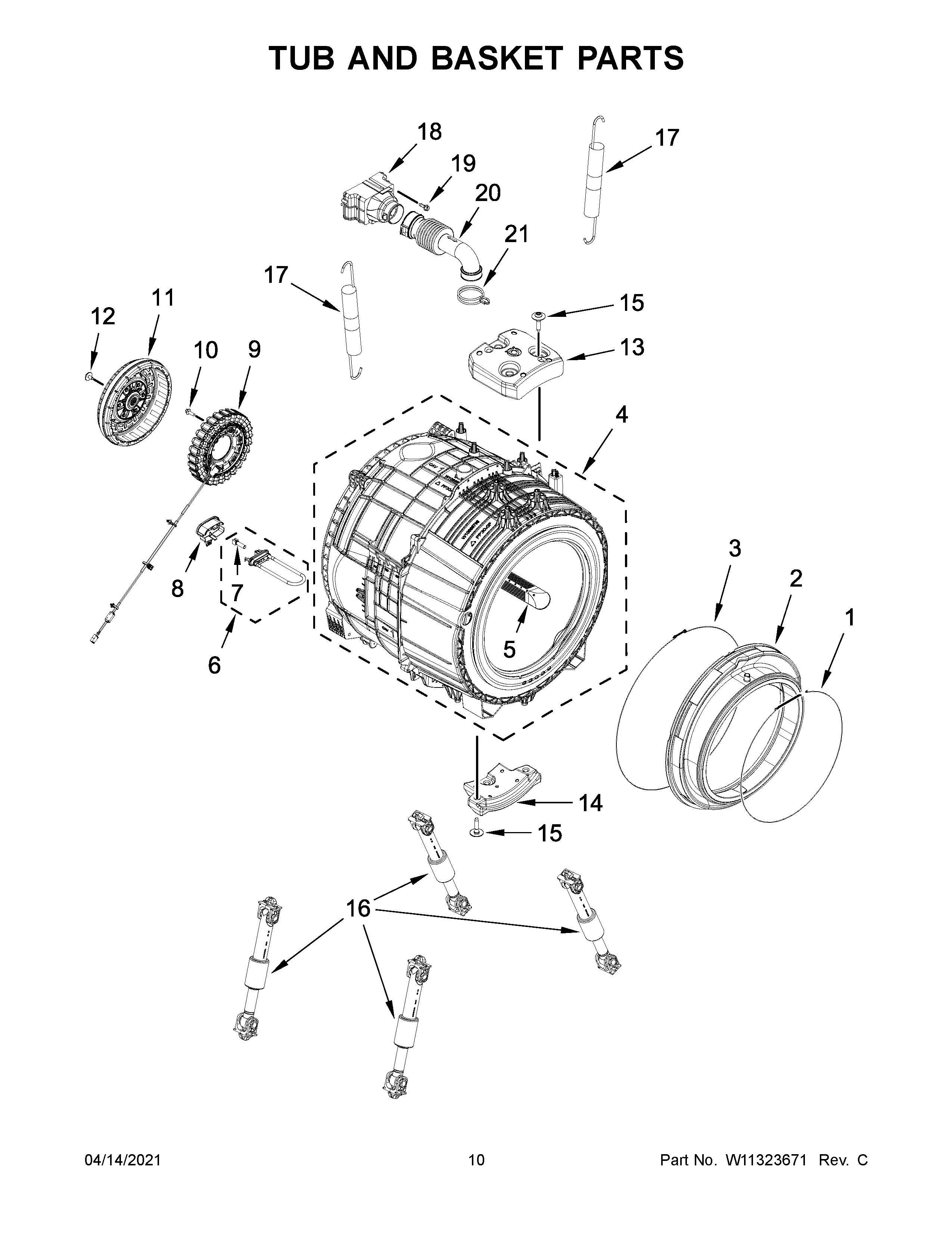 Tub and basket parts