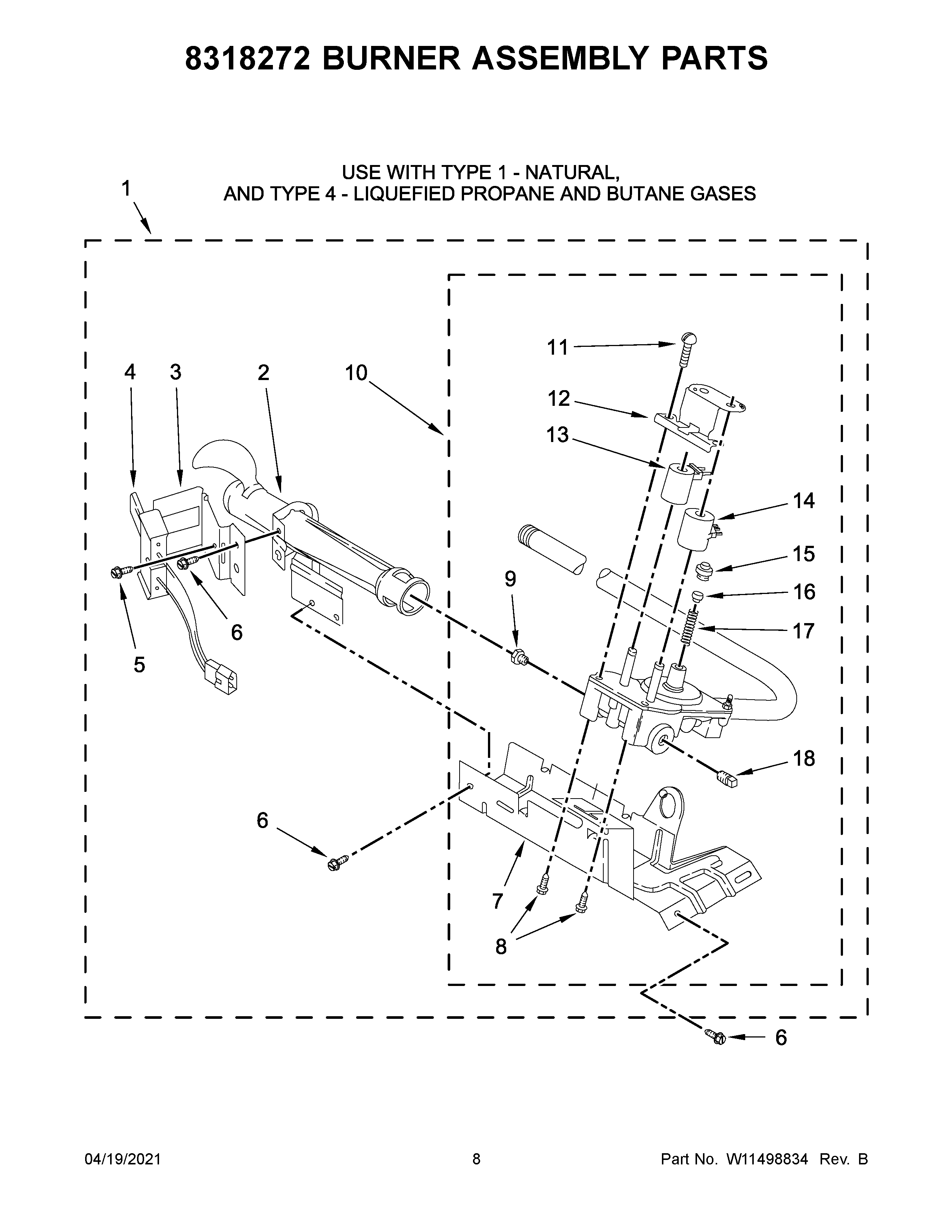 8318272 BURNER ASSEMBLY PARTS