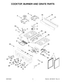 Cooktop, burner and grate parts