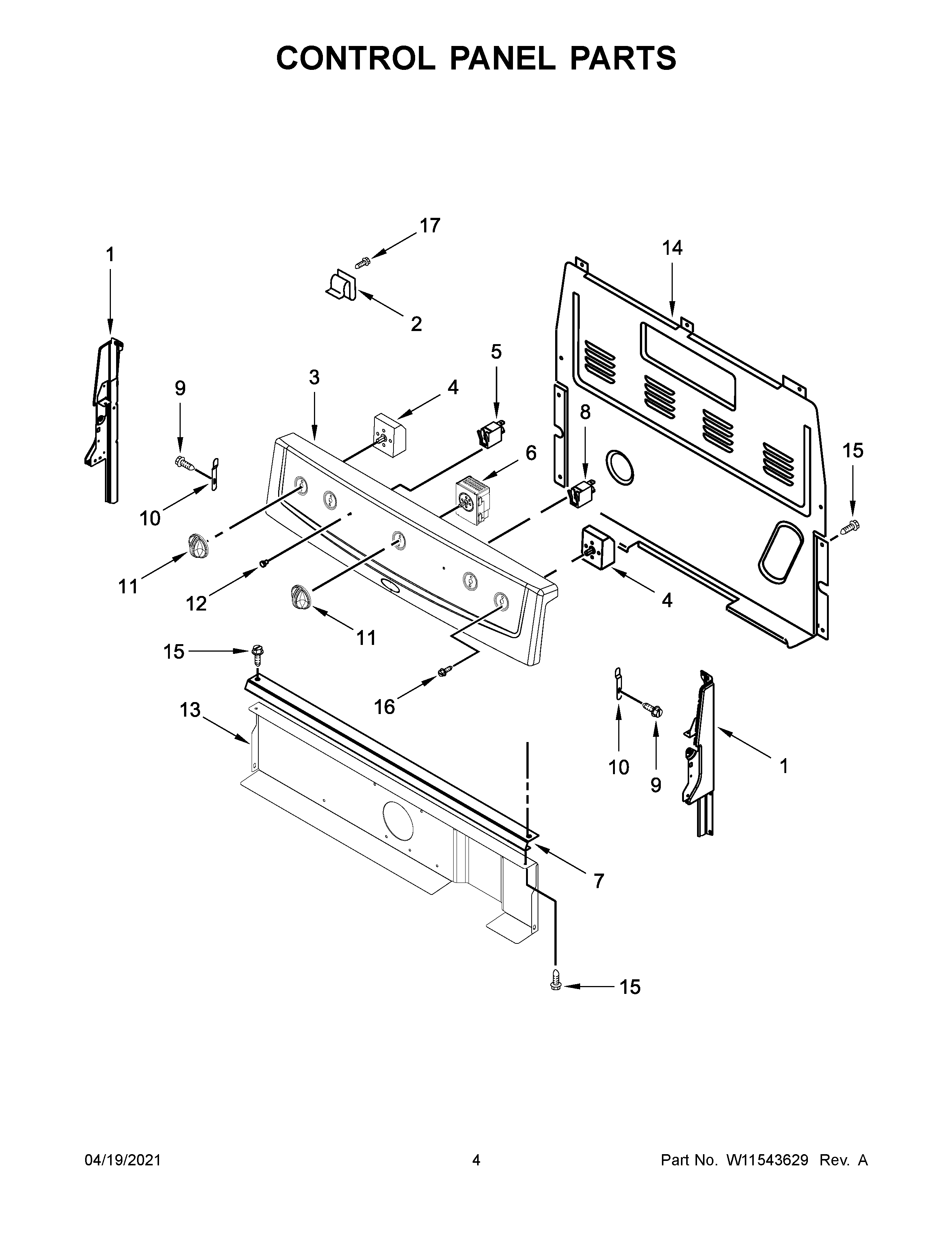 Control panel parts