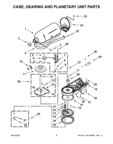 Case, gearing and planetary unit parts