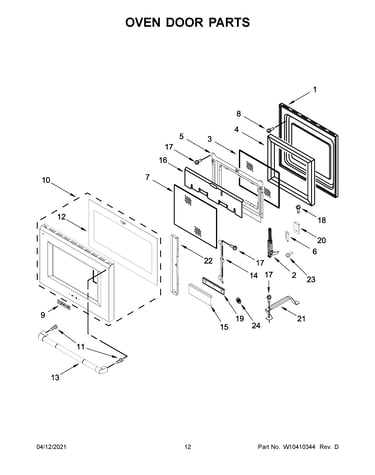 Oven door parts