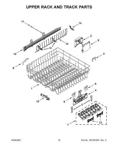 Upper rack and track parts