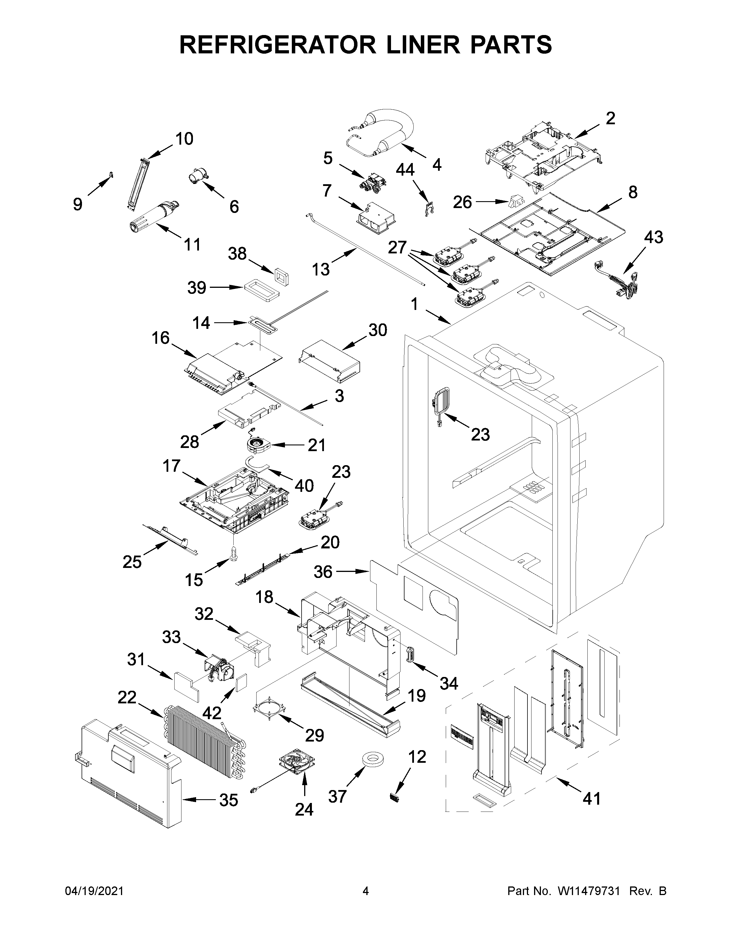 REFRIGERATOR LINER PARTS