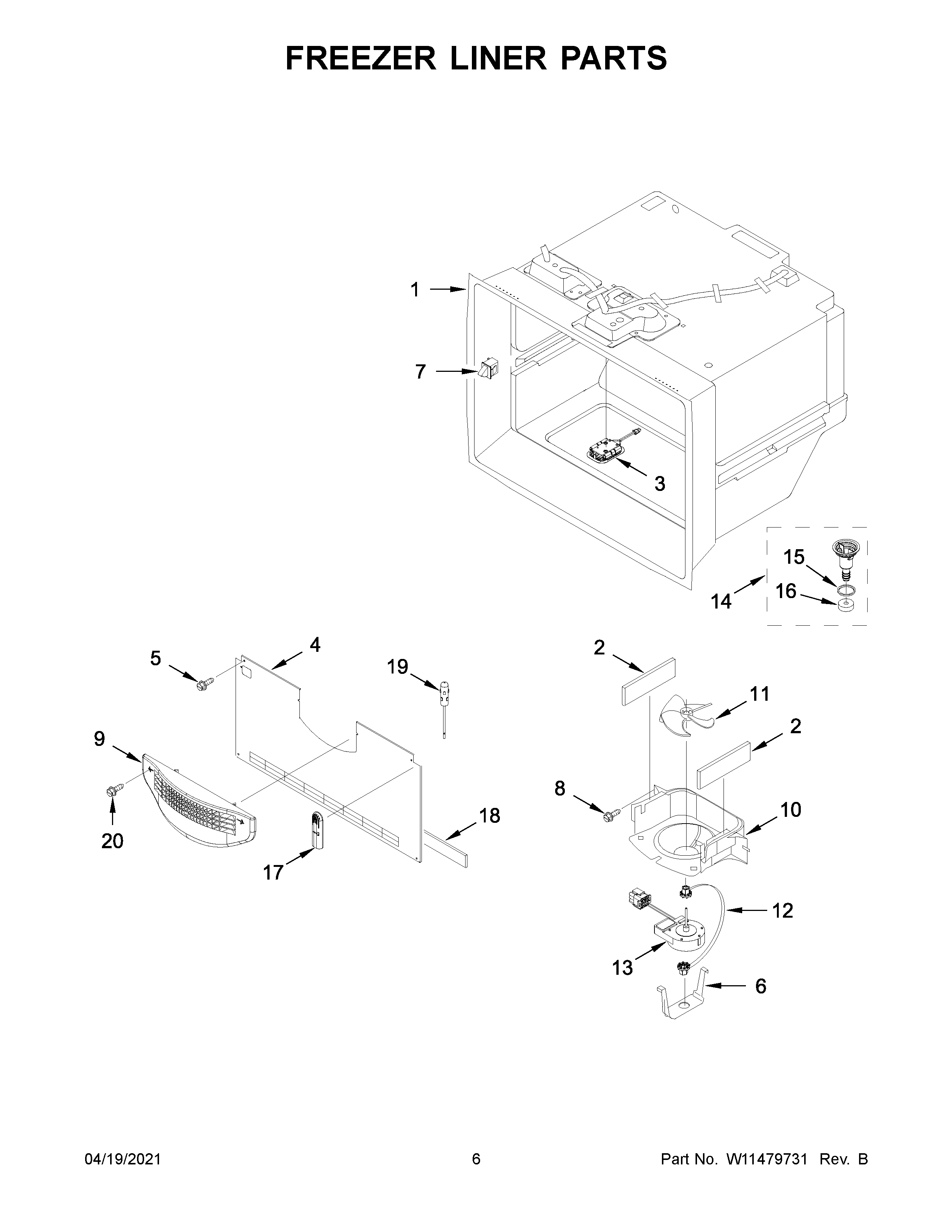 Freezer liner parts