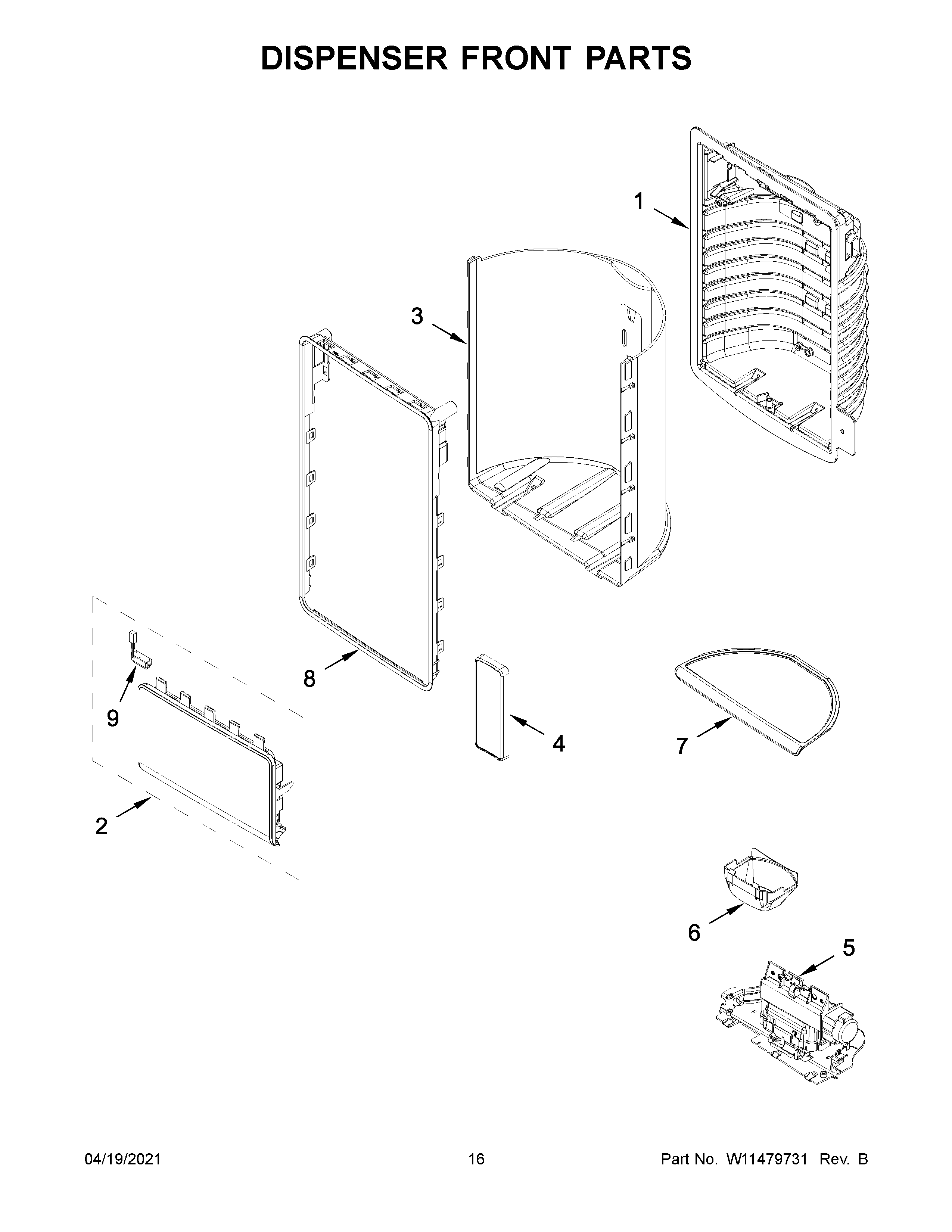 Dispenser front parts