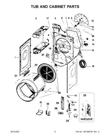 Tub and cabinet parts
