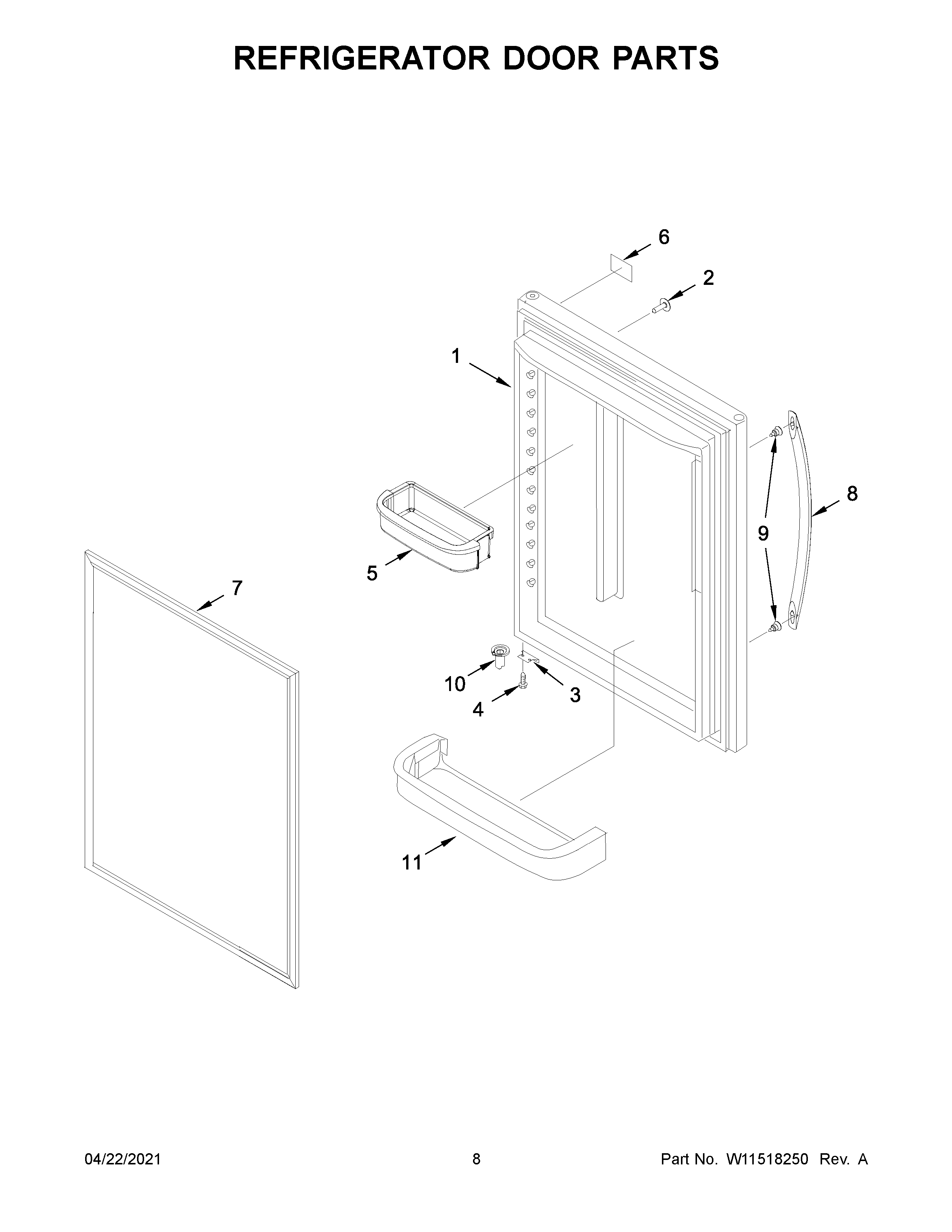 Refrigerator door parts