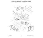 KitchenAid KFGC500JIB01 cooktop, burner and grate parts diagram