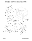 Freezer liner and icemaker parts