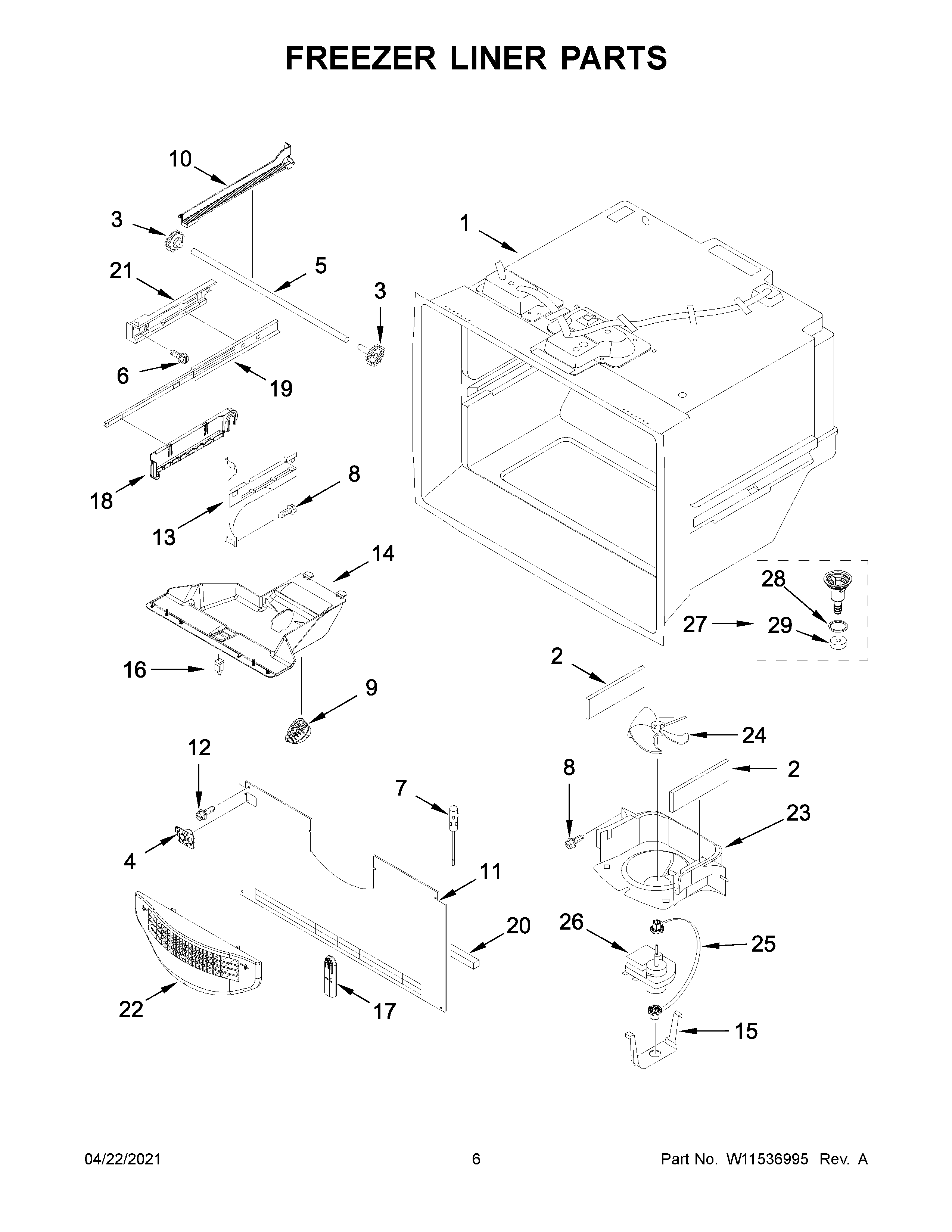 Freezer liner parts
