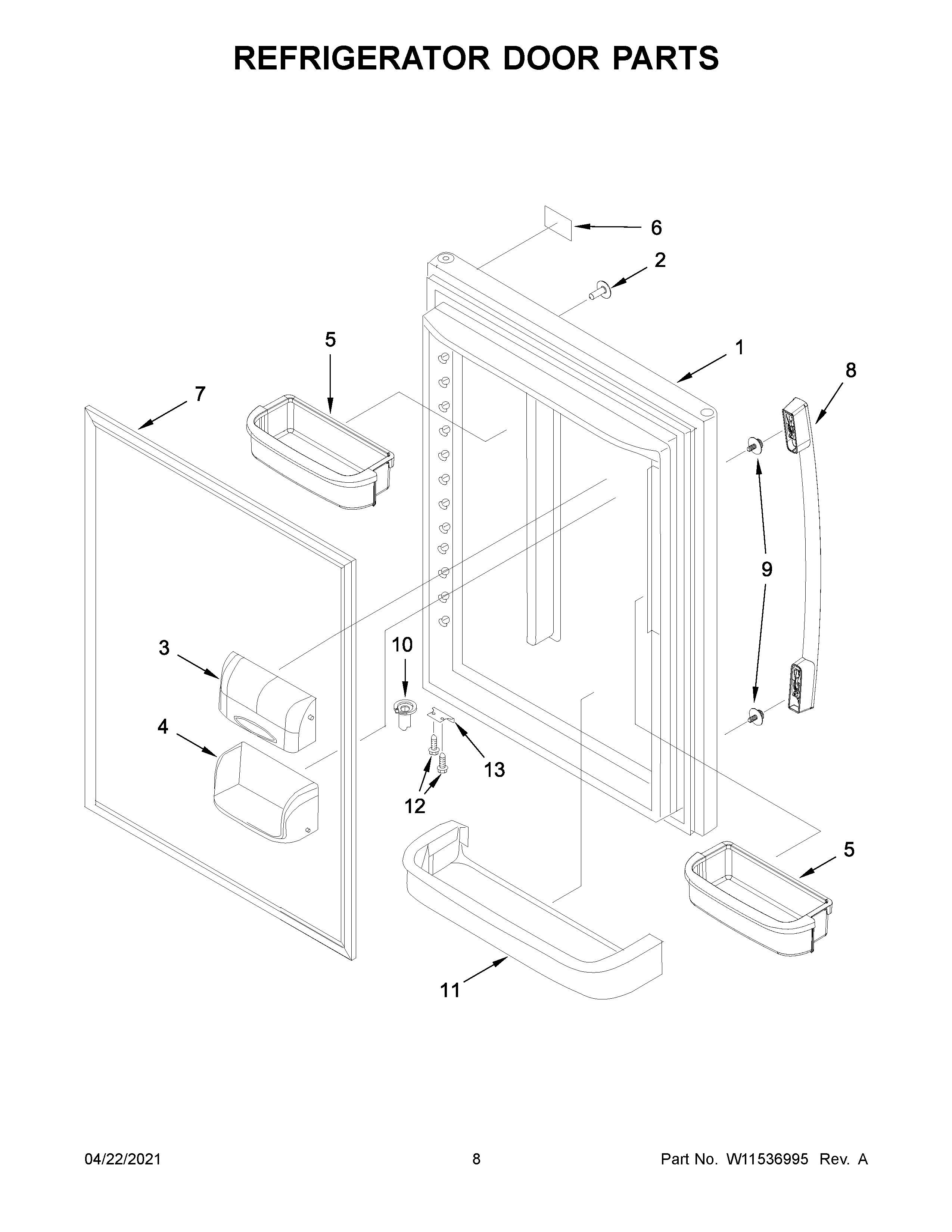 Refrigerator door parts