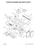 Cooktop, burner and grate parts