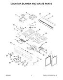 Cooktop, burner and grate parts