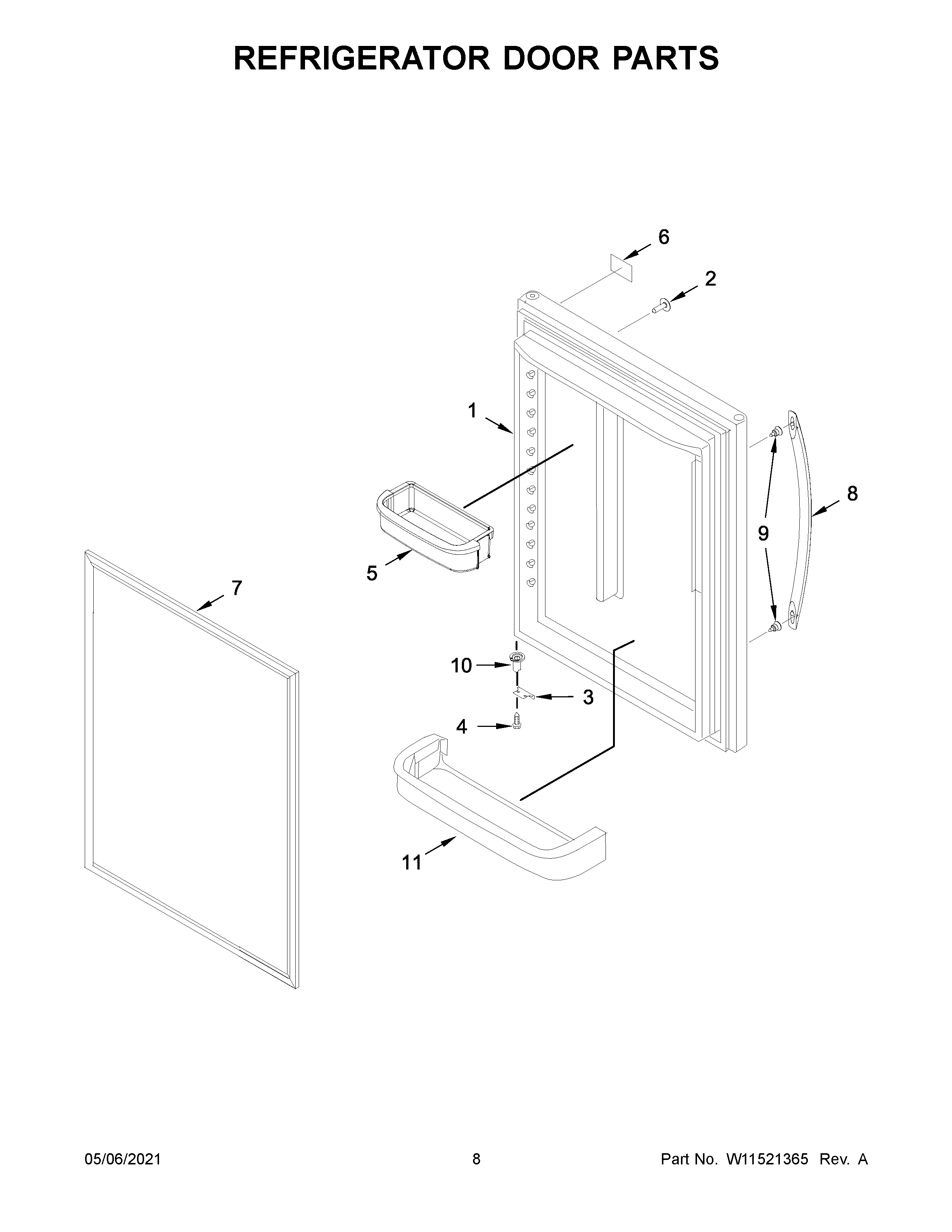 Refrigerator door parts