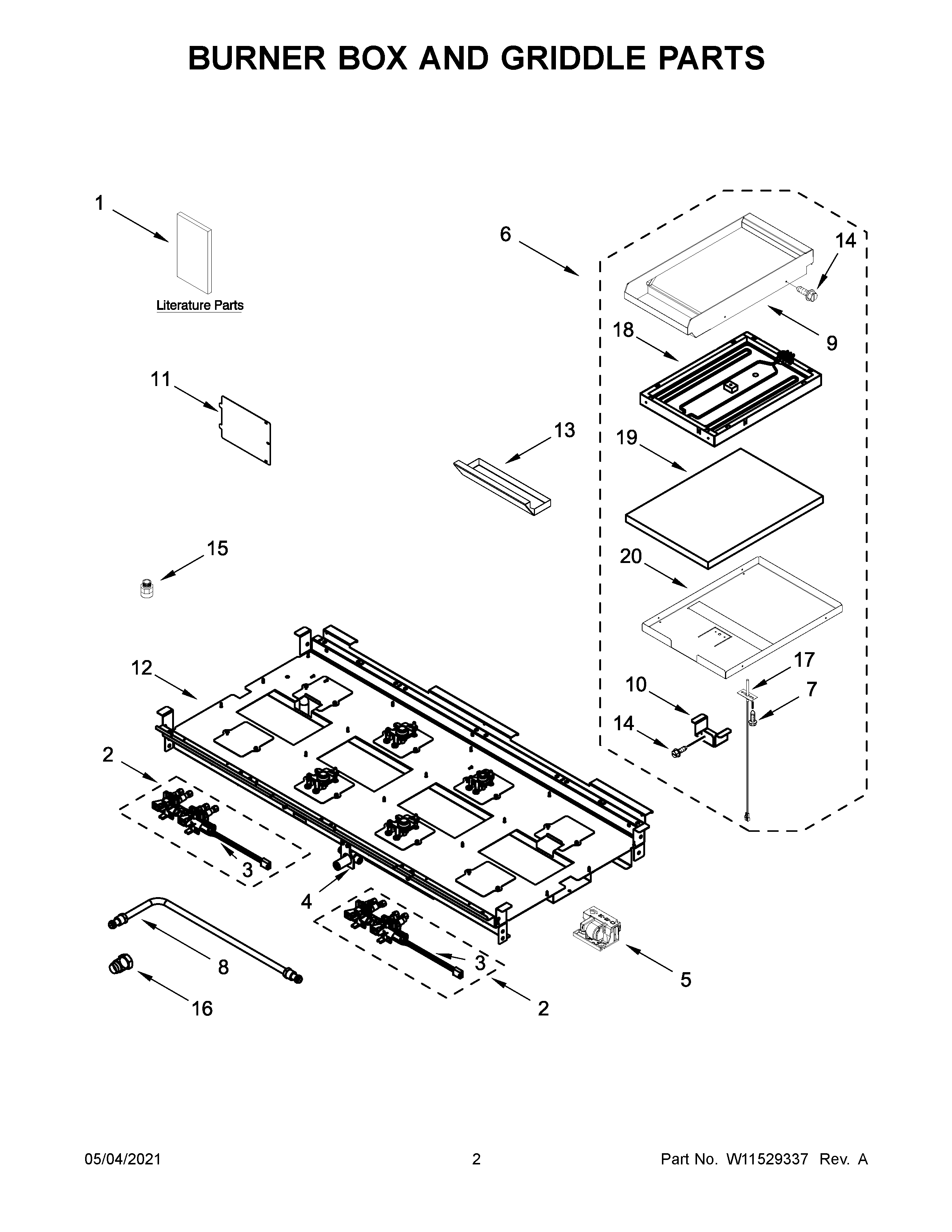 Burner box and griddle parts