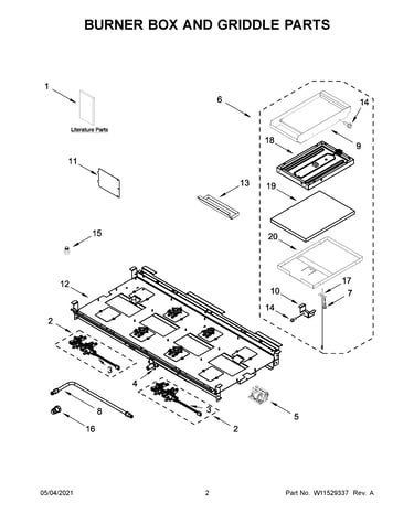 Burner box and griddle parts