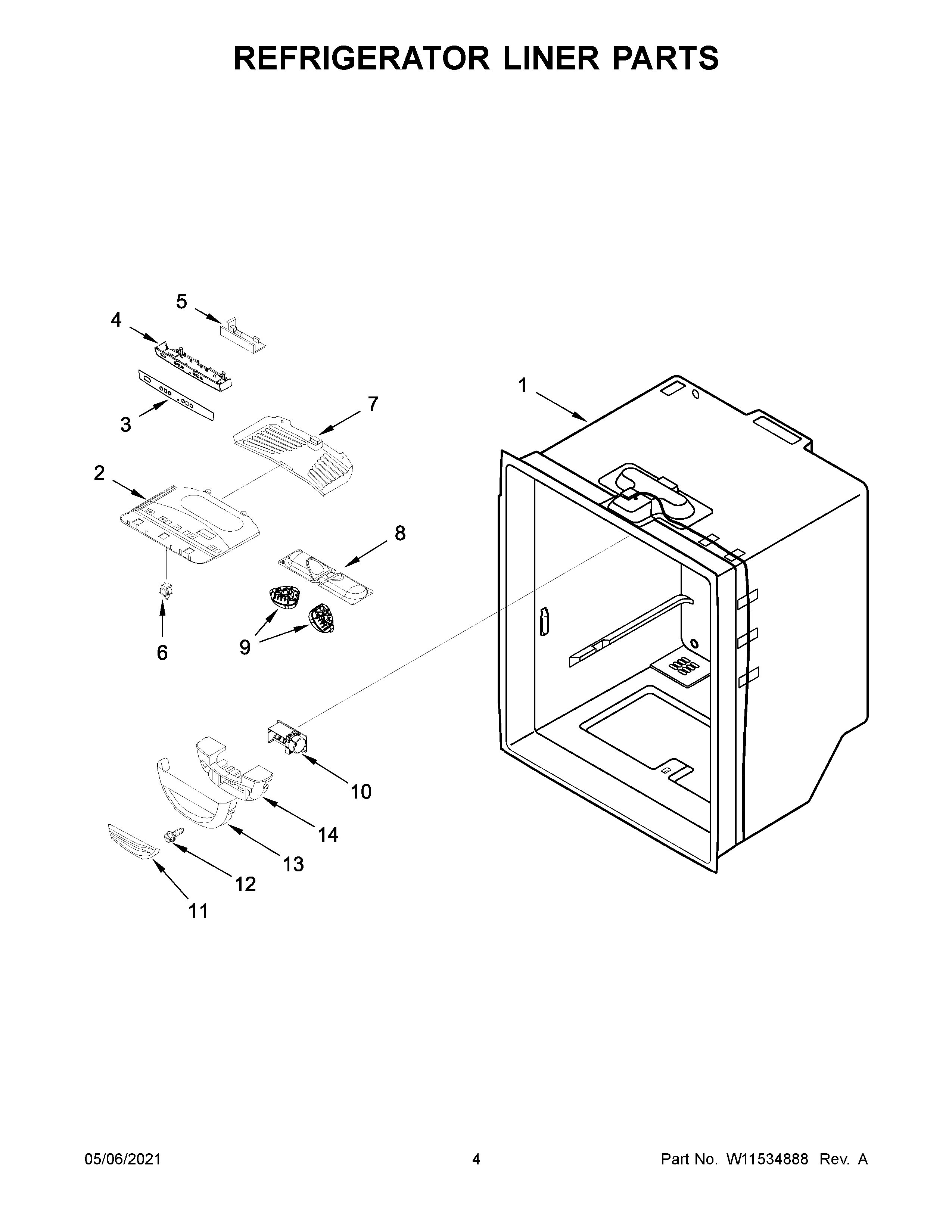 Refrigerator liner parts