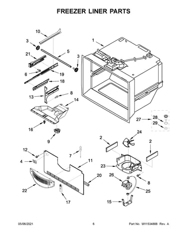 Freezer liner parts