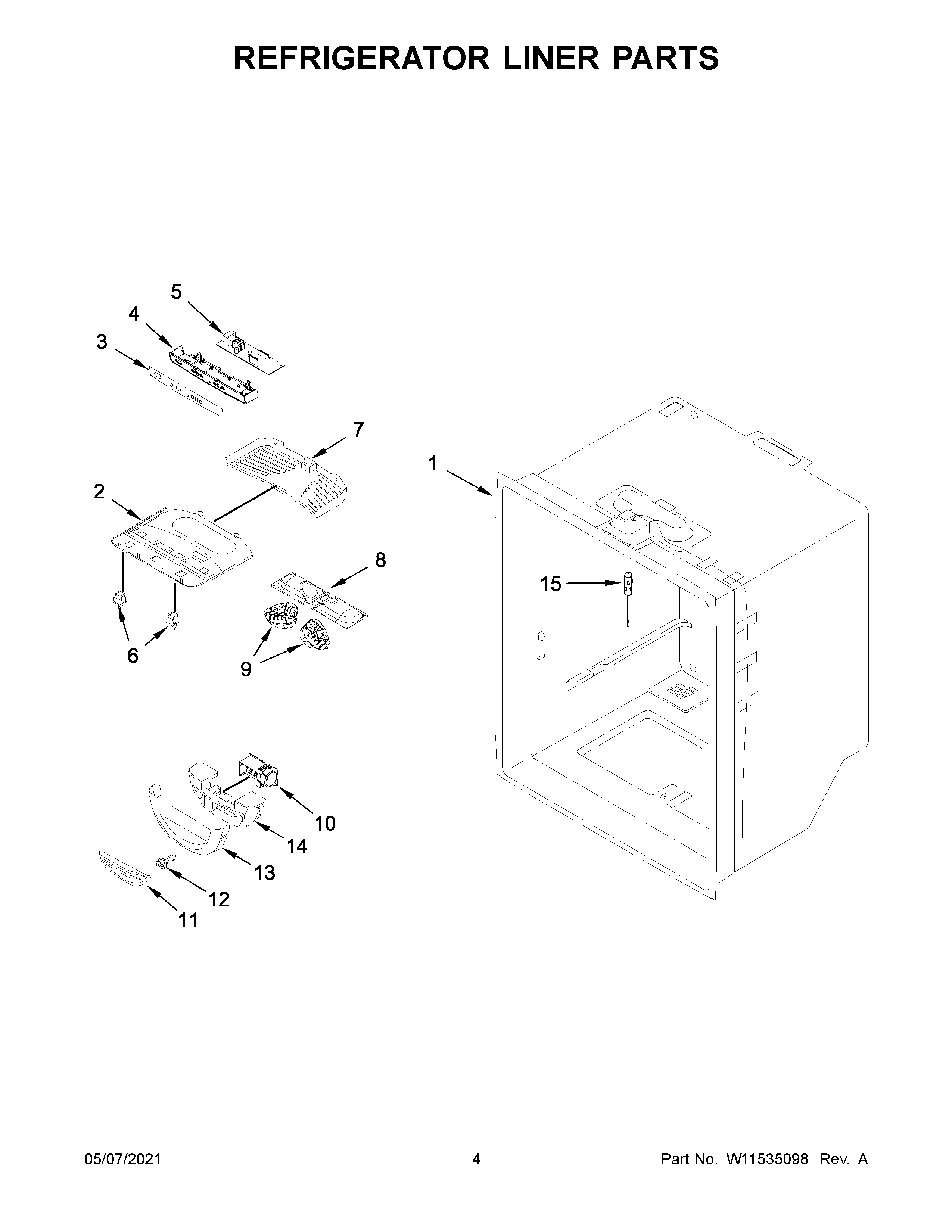 Refrigerator liner parts