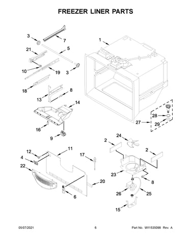 Freezer liner parts