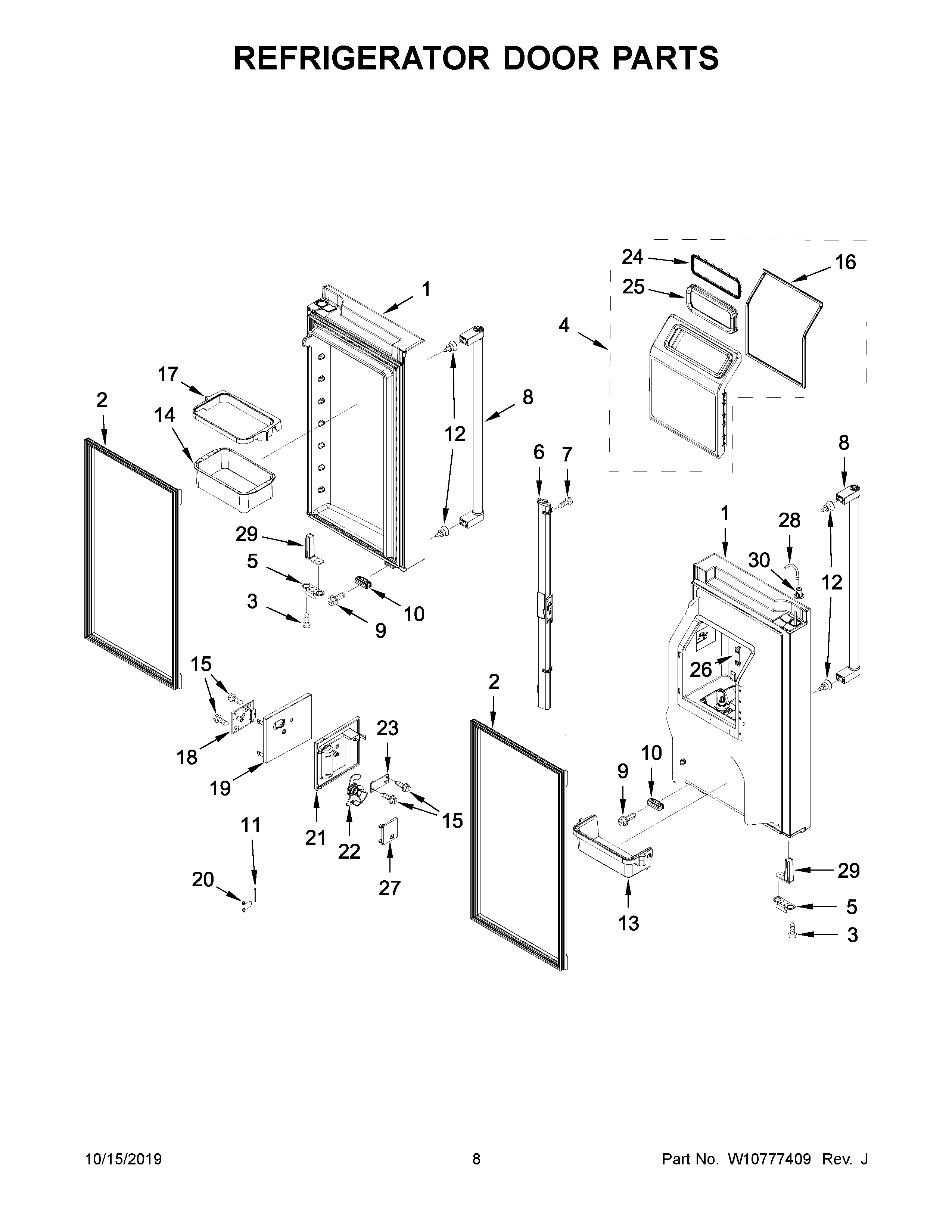 Refrigerator door parts