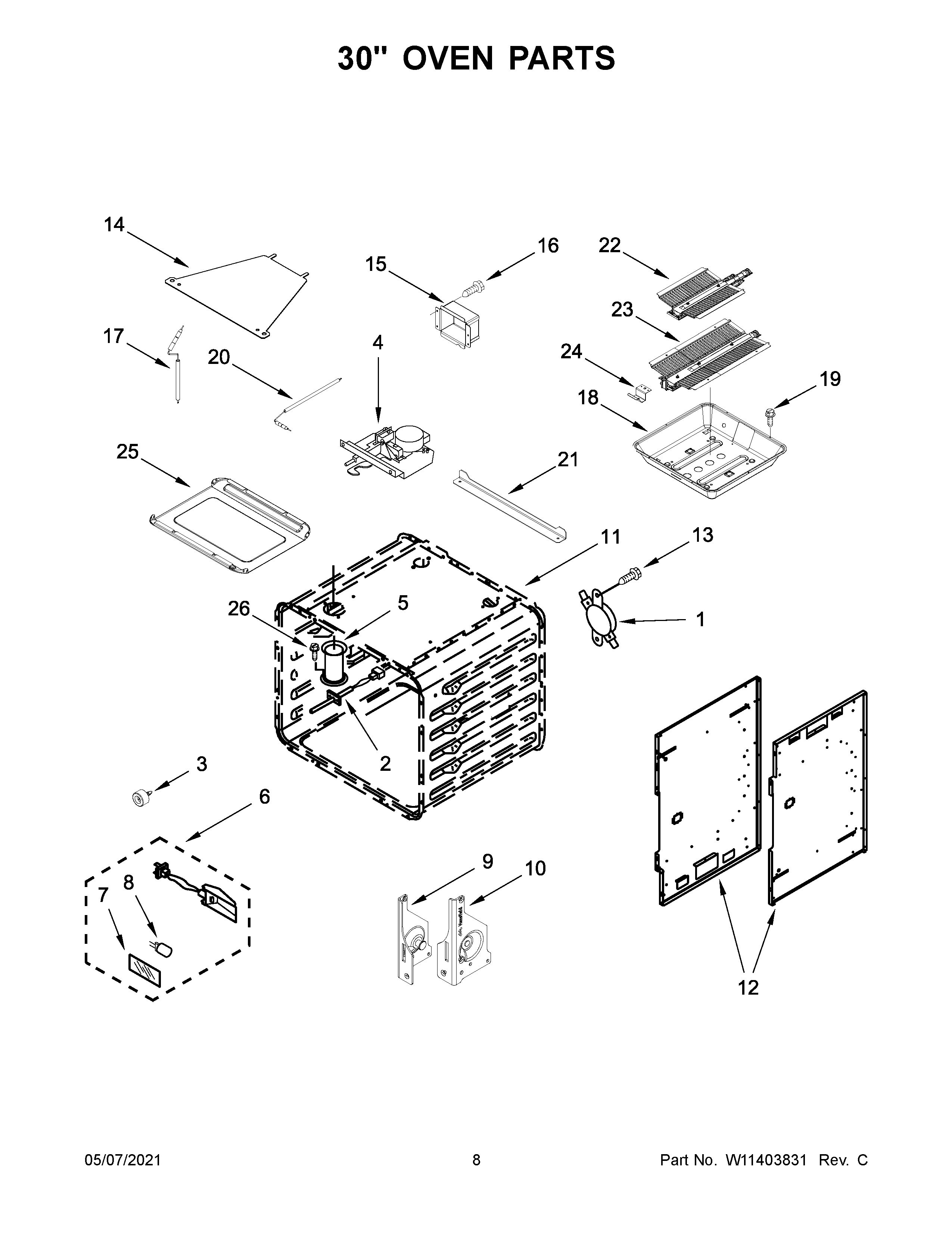 30" OVEN PARTS