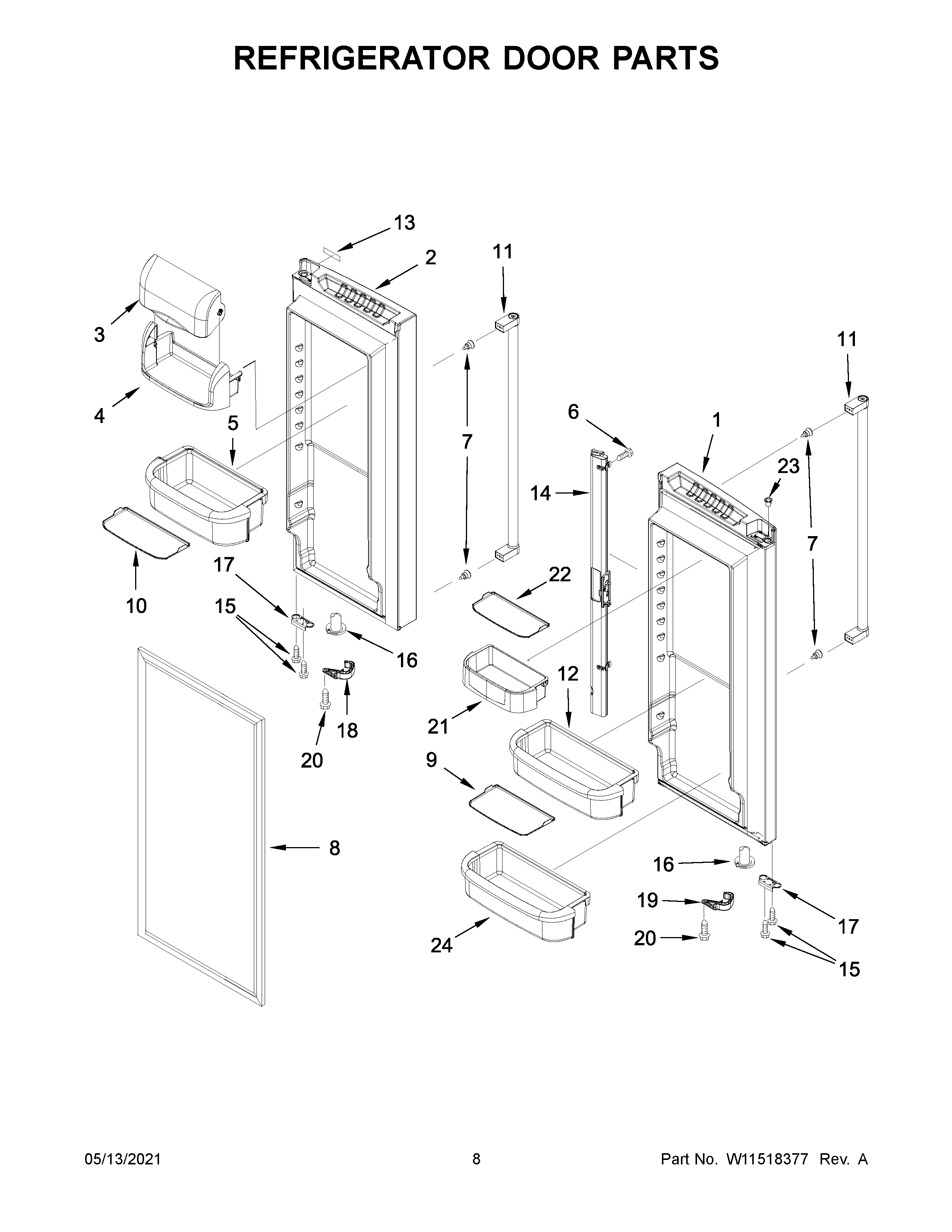 Refrigerator door parts