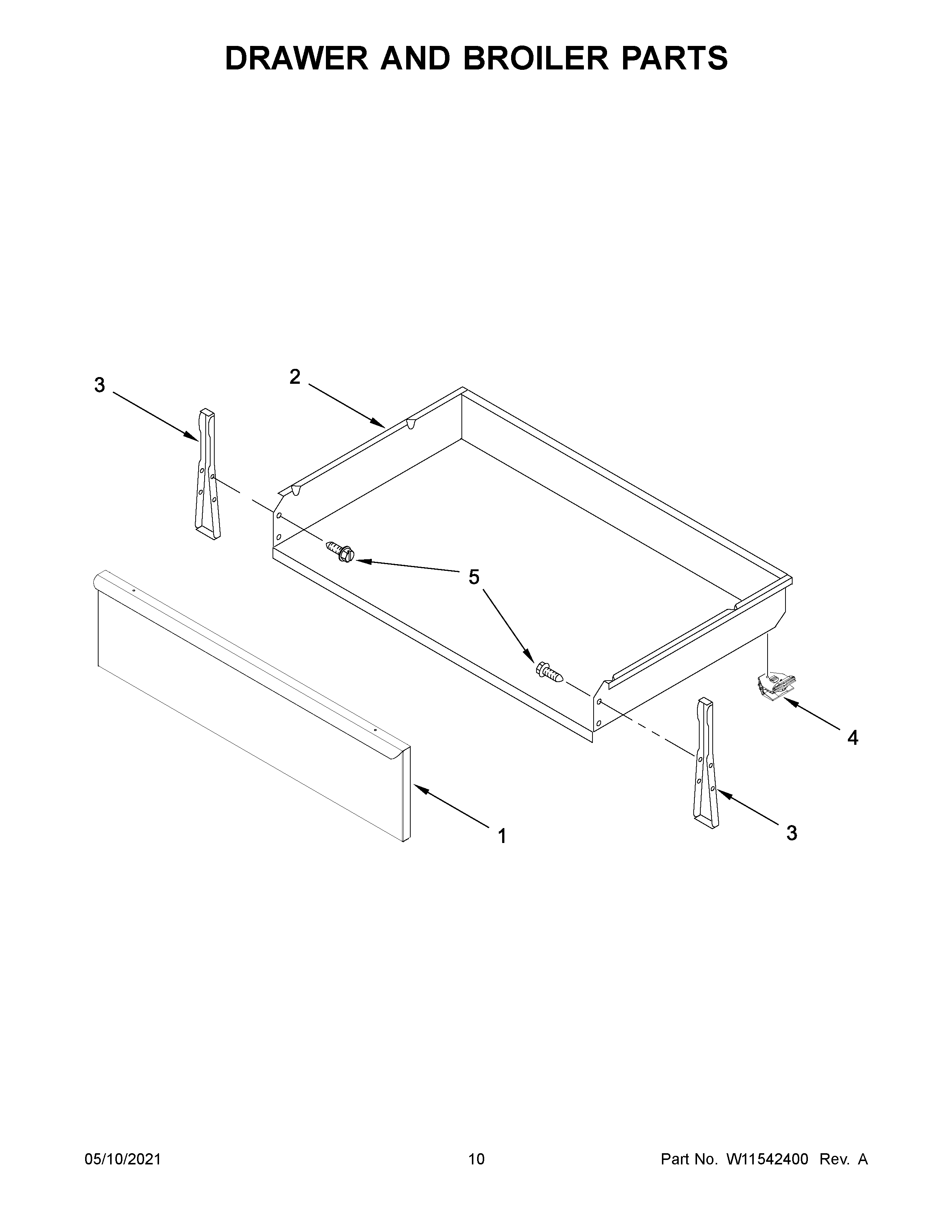 Drawer and broiler parts