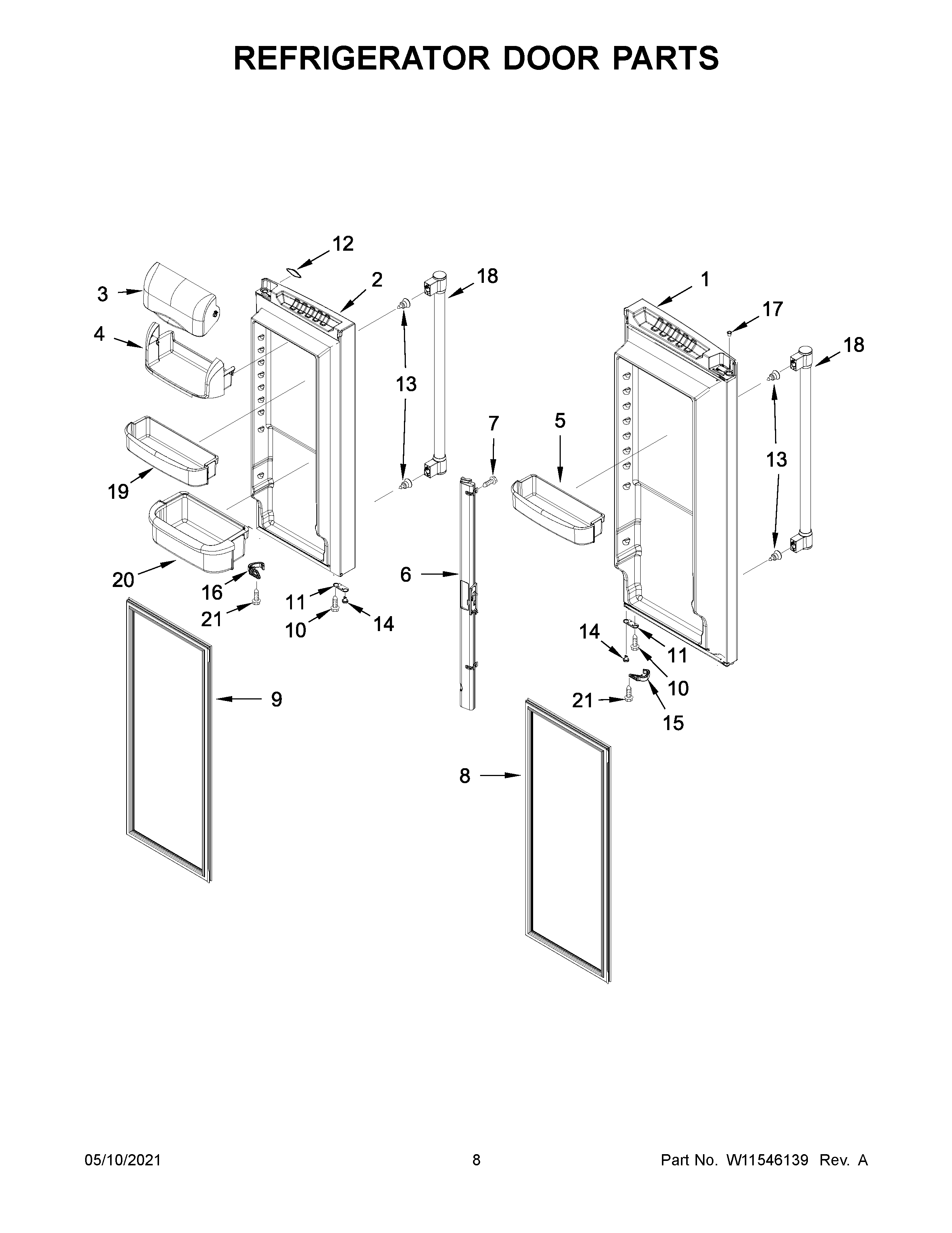 Refrigerator door parts