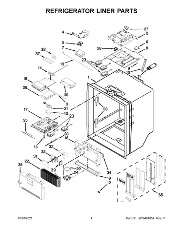 Refrigerator liner parts