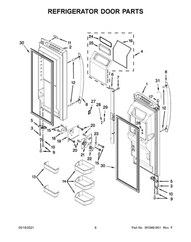 Refrigerator door parts