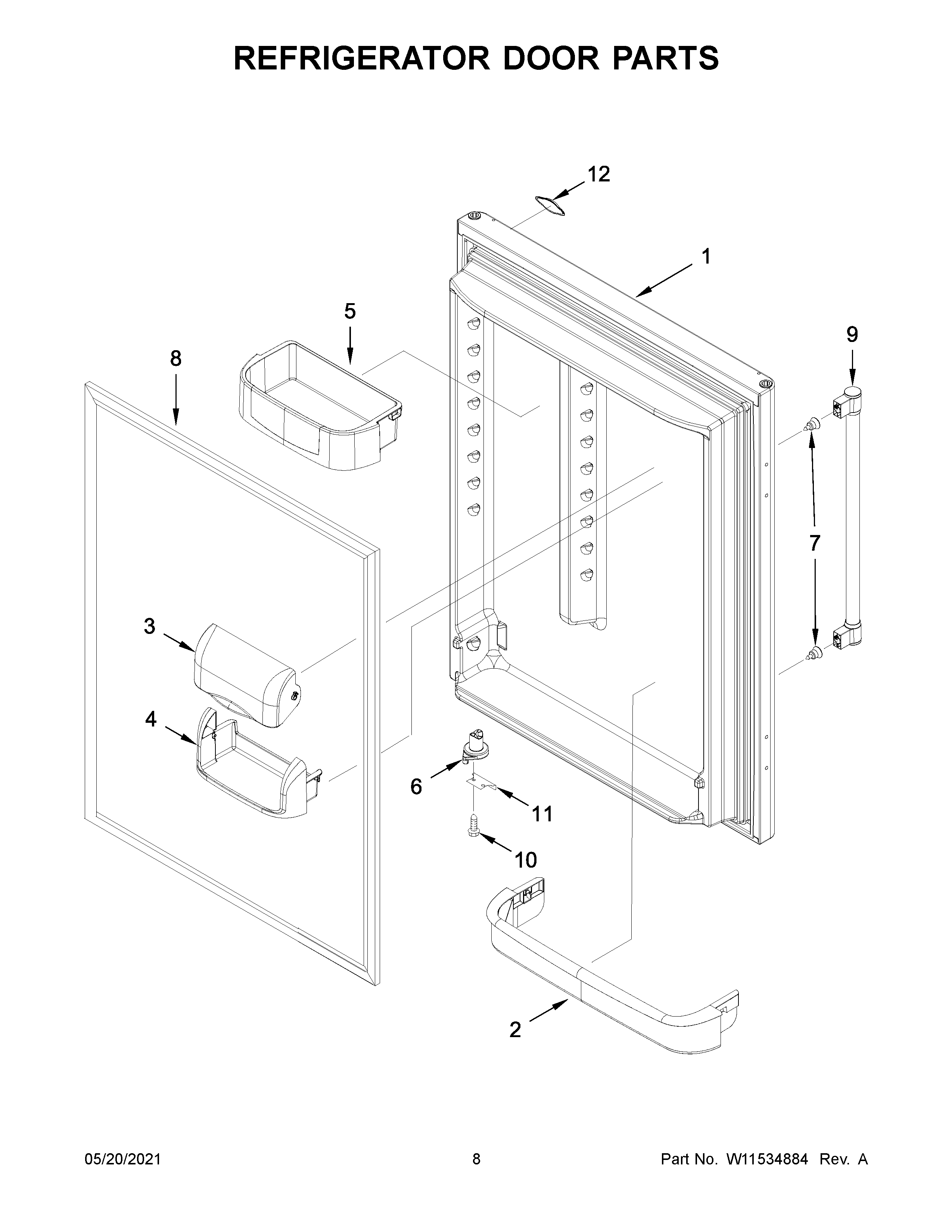 Refrigerator door parts