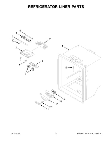 Refrigerator liner parts