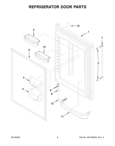 Refrigerator door parts