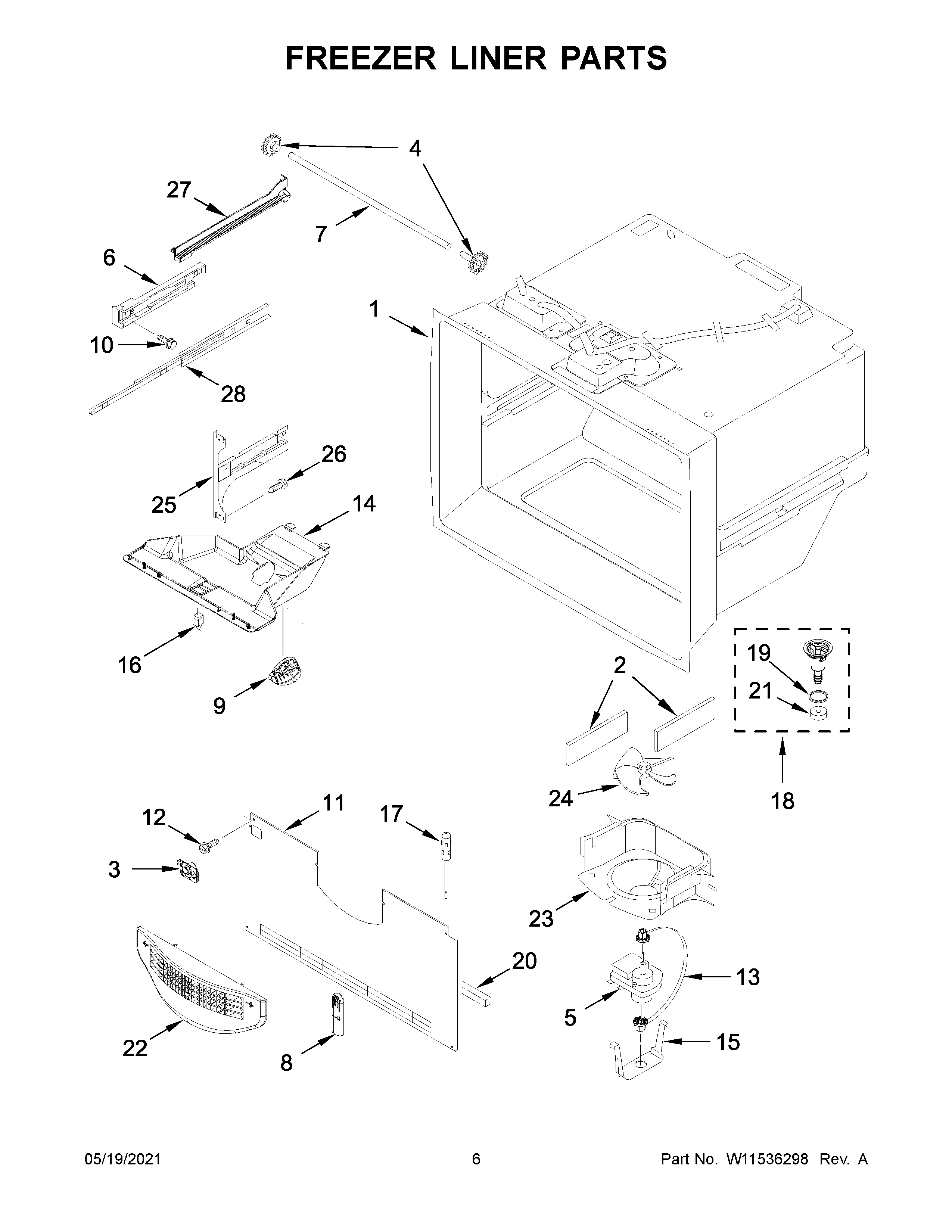 Freezer liner parts