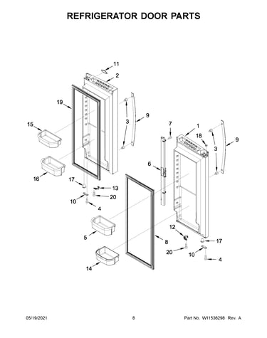 Refrigerator door parts