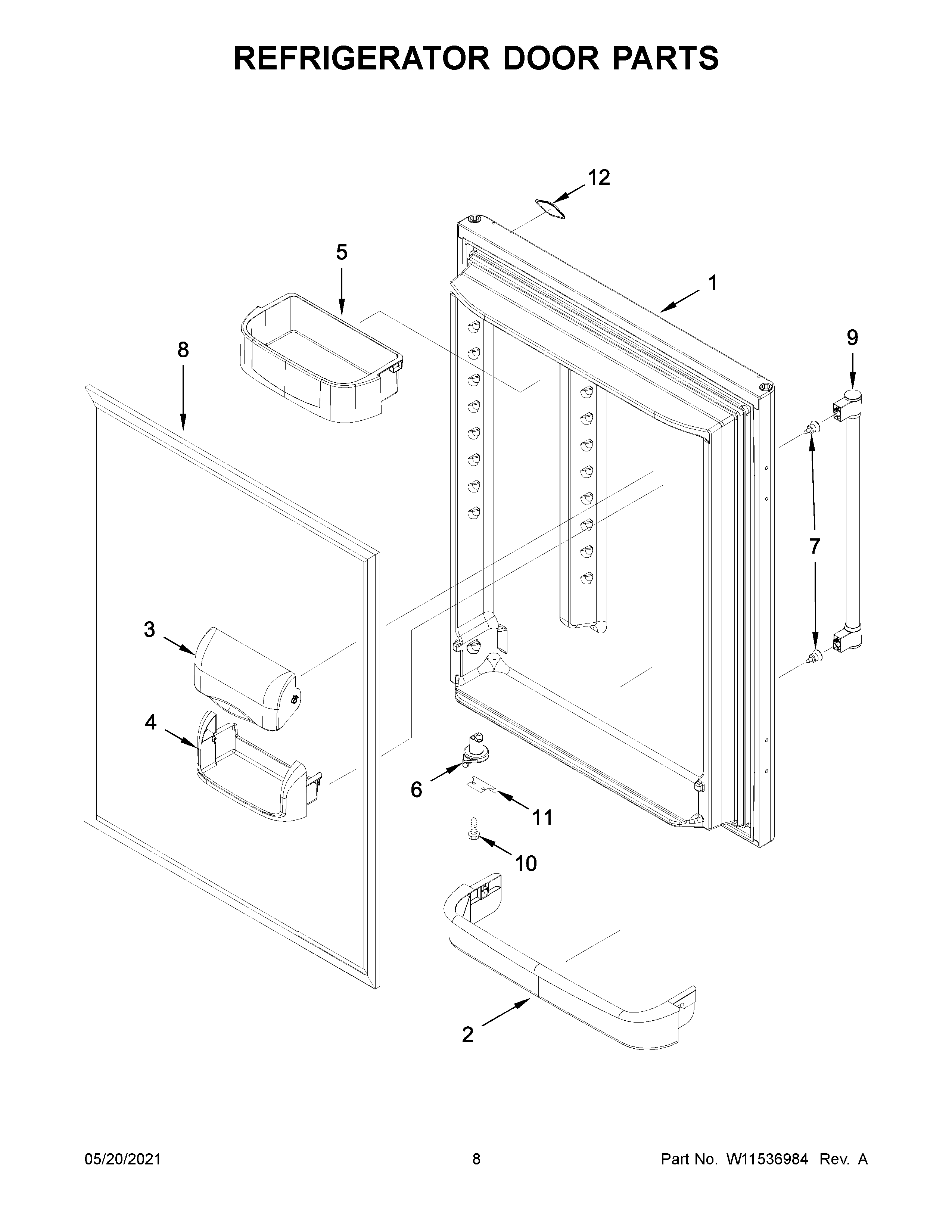 Refrigerator door parts